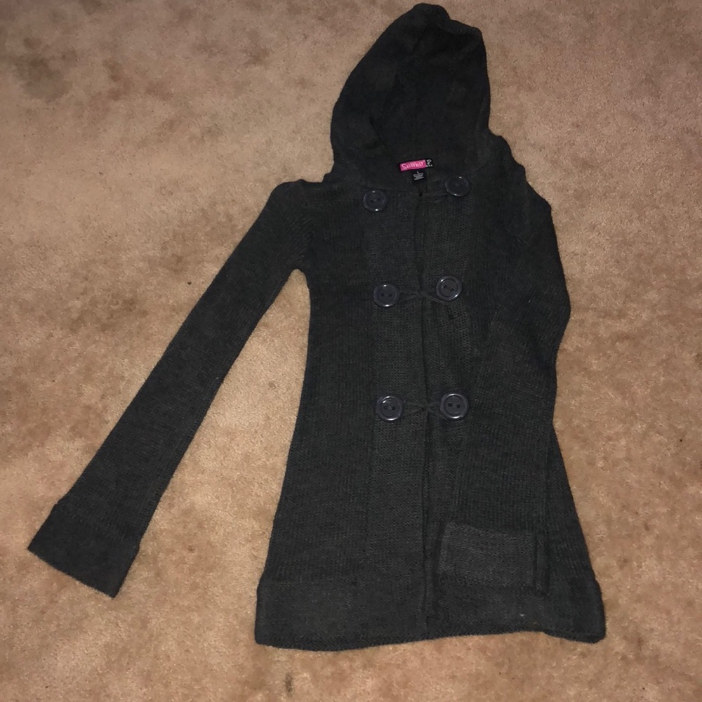 Long button up sweater jacket with bell sleeves